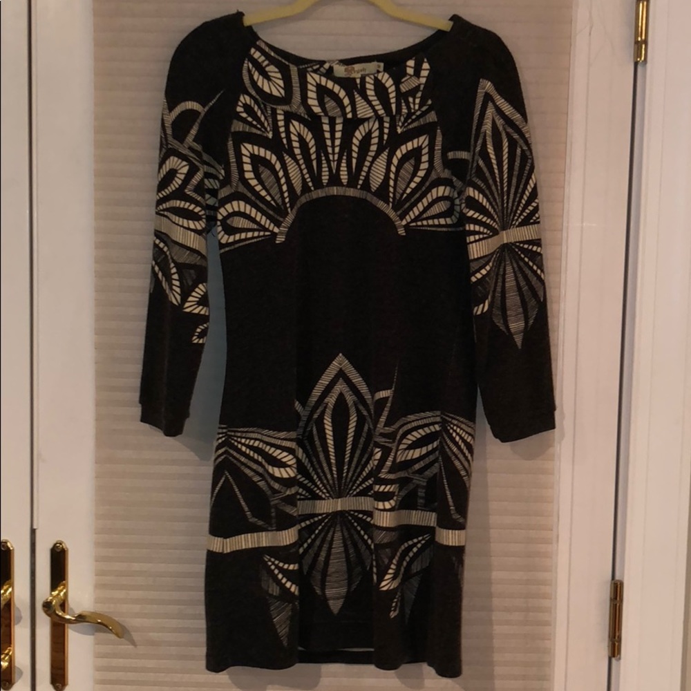 Dark grey with cream sweater dress